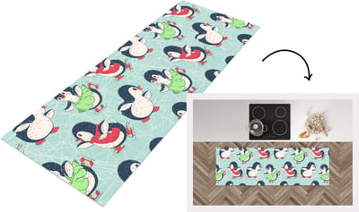 Keukenloper - Loper keuken - Pinguïn - Schaatsen - Design - 150x50 cm - Keukenloper vinyl