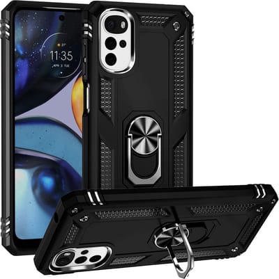 MobyDefend Hoesje - Geschikt voor Motorola Moto G22 - Pantsercase Met Draaibare Ring - Zwart
