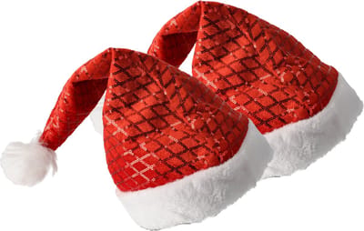 Kerstmutsen met pailletten voor kinderen en volwassenen | Universele Pasvorm 54-56 | Warm en Comfortabel | Set van 2 | Zacht 100% Polyester | 42 x 30 cm | Wasbaar en Duurzaam | Perfect voor Koppels