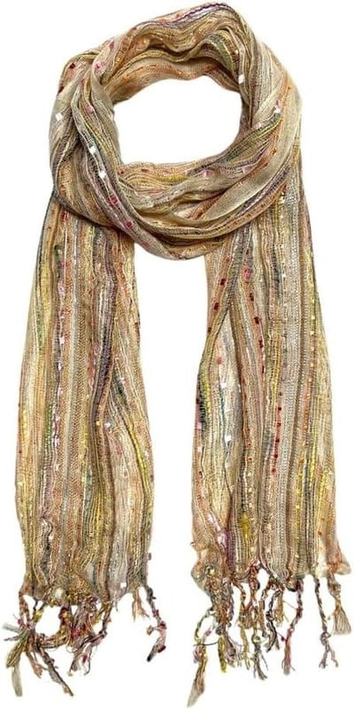 Dames Sjaal - Hoofddoek Nekdoek - Mode Accessoire - Multikleurige Draden - 43 x 178 cm - Gekleurd