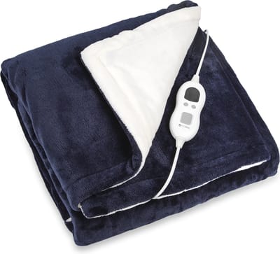 ForDig Elektrische Deken – Warmtedeken – Bovendeken – 1 persoons – 6 warmtestanden – Timer – 160 x 120cm - Navy Blauw