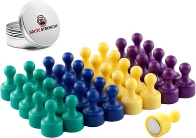 Brute Strength - Gekleurde Magneten Pionnen - 20 x 12 mm - 40 stuks - Neodymium magneet sterk - Voor koelkast - whiteboard