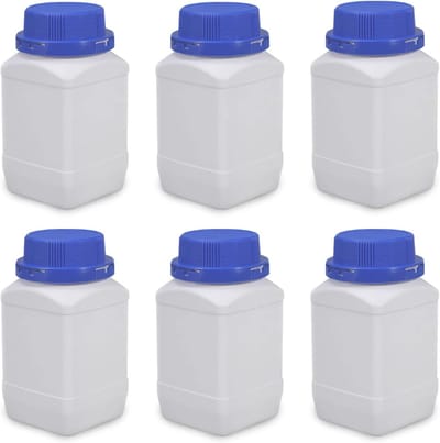 Set van 6 brede 500ml flessen met schroefdoppen, ideaal voor laboratorium, opslag en keukengebruik