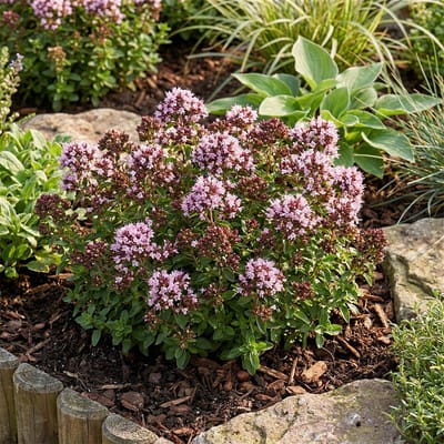 Bloomique - Set van 6 - Origanum Vulgare Compactum - Oregano - Dwergmarjolein - Winterhard - Vaste Plant - Bijvriendelijk - 10-20cm Hoog - Pot 9cm
