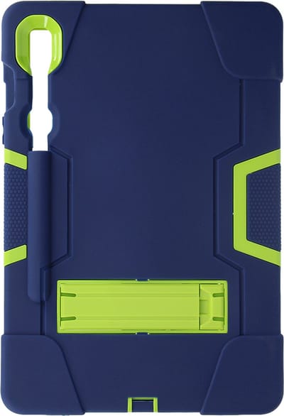 Avizar Hoes Geschikt voor Samsung Tab S9 / Tab S9 FE Bi-materiaal kruksteun en fluorescerend, Nachtblauw