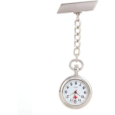 Montre d'infirmière à revers, broche parallélogramme, temps précis, montre de poche suspendue en alliage pour médecin white