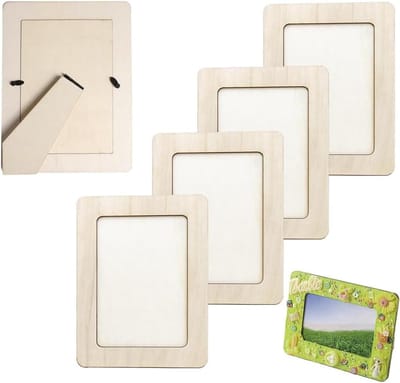 Allecto Plus - Fotolijst set van 5 stuks om te beschilderen - 19 x 14 cm - Natuurhout - Rechthoekig - Knutsellijstset met doe-het-zelf mogelijkheid