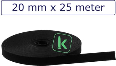 PRO-TIE® - Klittenband back to back 20 mm breed Zwart UV bestendig (Rol 25 meter)