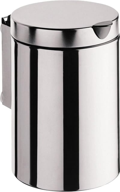 Afvalcontainer met deksel - Wandemmer cosmetica - Badkamer organiseren - Wandmontage systeem - 3 liter - Chroom
