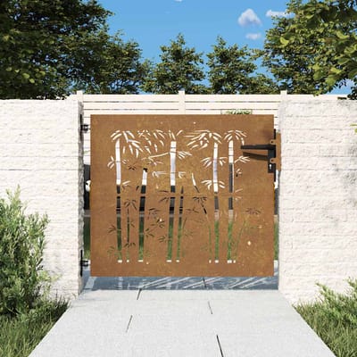 vidaXL - Poort - 85x100 - cm - bamboe-ontwerp - cortenstaal