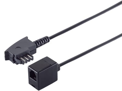 TAE-F - RJ11 telecom adapter | internationaal (nieuw) | zwart | 0,20 meter