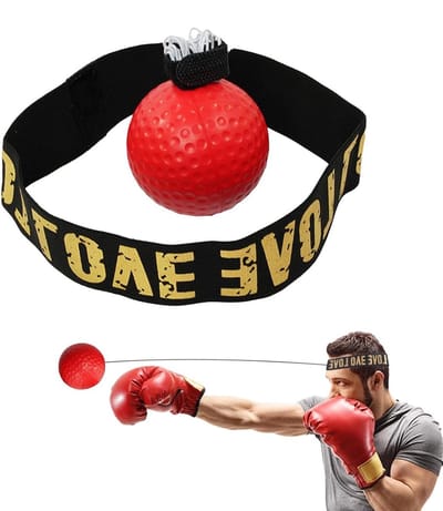 Boks Reflexbal - Trainingsbal Boksen - Coördinatie Verbeteren - Verstelbare Hoofdband - Compact Ontwerp - Rood