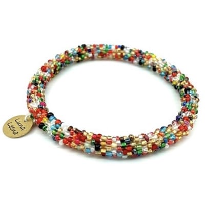 Luna-Leena duurzame kralen armband rol - multi - glaskralen - one size 14+ (7ø cm) - handgemaakt in Nepal - armbanden - beaded bracelet roll - accessoire - feest - gift - cadeau - kerstcadeau - moederdag sieraad