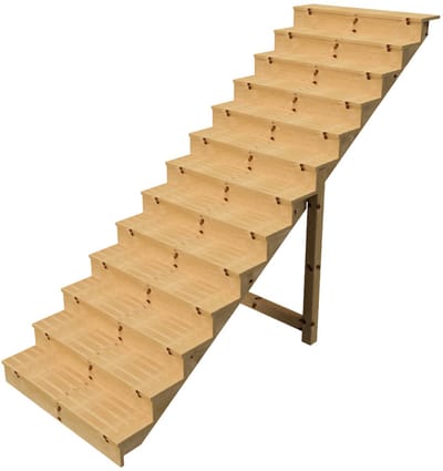 BERLIN Houten Buitentrap - 13 Gesloten Treden 224 cm Hoog - 120 cm Breed