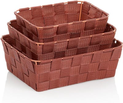 Mand, Set van 3 Stuks, Polypropyleen, Terrabruin - Kela | Neo