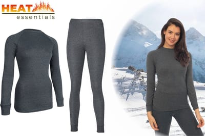 Heat Essentials - Thermo Ondergoed Dames - Set - Thermo Shirt en Thermo Broek - Antraciet - S