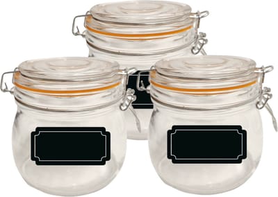 Weckpot/inmaakpot - 4x - 500 ml - glas - met beugelsluiting - incl. etiketten