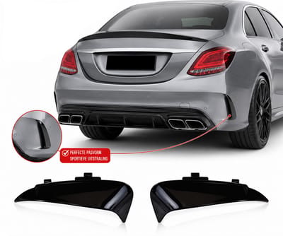 Achterbumper Vinnen Geschikt voor Mercedes-Benz C-Klasse W205 Sedan AMG Line 2015-2021 – Glans Zwart