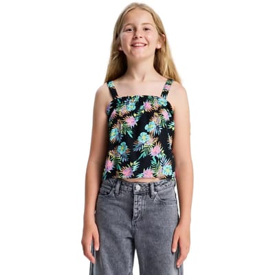 Roxy Tropical Swing Mouwloos T-shirt Zwart 10 Years Meisje