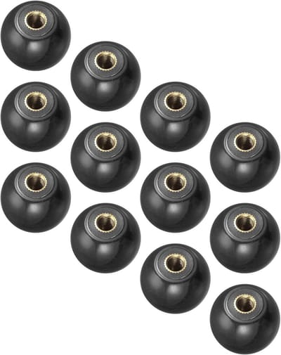 Draadknoppen van 25mm in zwart - 12 Stuks Plastic Balknoppen met M6 Draad voor Machinehandvatvervanging en Meubeltoepassingen