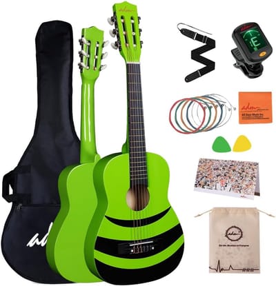 Kinder Gitaar Set - Beginner Gitaar - Muziek Leren - Compleet Pakket - 30 Inch - Groene Bij