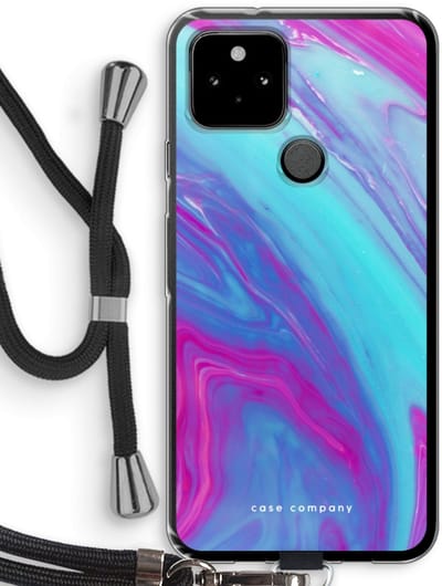 Case Company® - Hoesje met koord geschikt voor Google Pixel 5 hoesje met Koord - Zweverige regenboog - Telefoonhoesje met Zwart Koord - Bescherming aan alle Kanten en Over de Schermrand