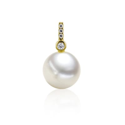 Luna-Pearls - 202.1615 - Hanger - 750/-Roze goud met Zoetwater gekweekte parel en Diamant
