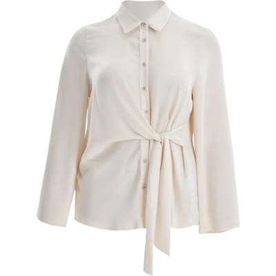 Satin Lange Mouwen Ceintuur Blouse Dames Mat Fashion