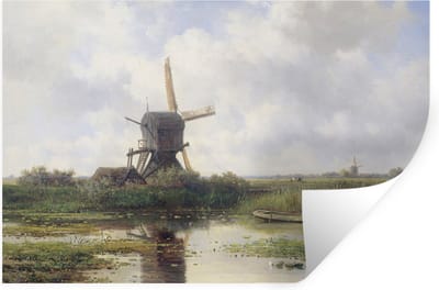 Muurstickers - Sticker Folie - Molen - Willem Roelofs - Oude meesters - Kunst - 30x20 cm - Plakfolie - Muurstickers Kinderkamer - Zelfklevend Behang - Zelfklevend behangpapier - Stickerfolie