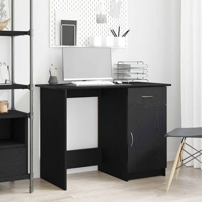 vidaXL - Bureau - Zwart - Eiken - Bewerkt - hout - 100 - x - 50 - x - 76 - cm