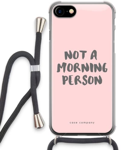 Case Company® - Hoesje met koord geschikt voor iPhone SE 2020 hoesje met Koord - Morning person - Telefoonhoesje met Zwart Koord - Bescherming aan alle Kanten en Over de Schermrand