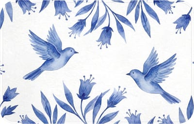 WC mat 80x50 cm - Antislip - Modern - Vogels - Delfts - Blauw - Toiletmat - Vloermat - Douchemat - Toilet tapijt - Toiletmatten