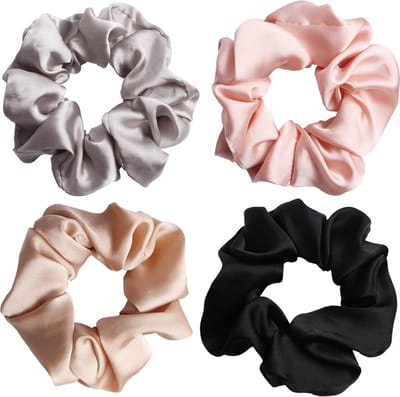 LIXIN Set 4 Stuks Haar Scrunchies - Satijn - Haarelastiek - Elastiekje - Elastiek - Vrouwen - Dames - Tieners - Meiden - Dans - Yoga - Hardlopen - Sport - Haaraccessoires