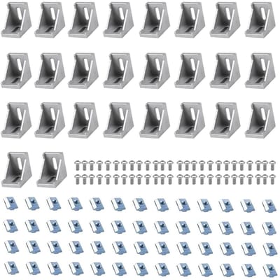 Dailygoods- Hoekverbindingen Aluminium - 26 Stuks - 40x40 mm - Aluminium Profiel - Schroeven/Moeren - Aluminiumlegering - Hoekprofiel