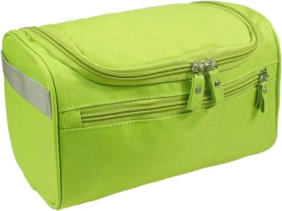 Famanu - Toilettas voor op reis, toilettas om op te hangen, voor heren en dames, met mesh en ritsvak, groot, waterdicht, voor koffer, handbagage, voor mannen en vrouwen, groen, Groß