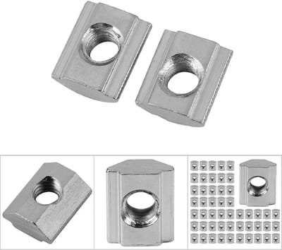 Dailygoods- T-sleufmoer 50 Stuks - Hamerkopbevestigingsmoer - Koolstofstalen Moer - Aluminium Profiel - Professionele Kwaliteit - Europese Standaard 20 Type M5 - Bevestigingsmoer