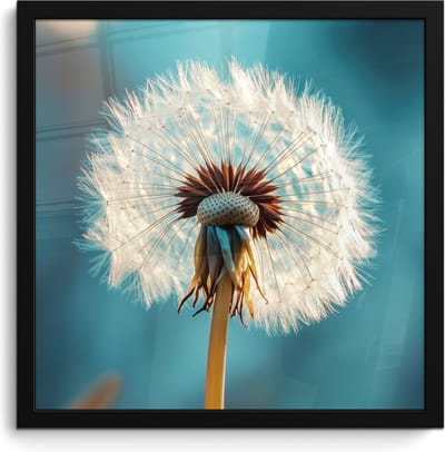 Poster in lijst - Fotolijst 40x40 cm - Posters - Paardenbloem - Natuur - Bloemen - Blauw - Posterlijst zwart - Decoratie - Wanddecoratie woonkamer - Muurdecoratie slaapkamer