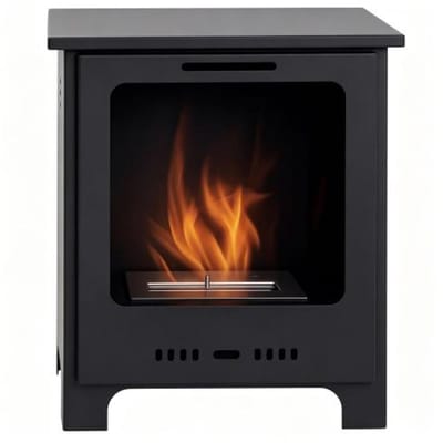 Vrijstaande bio-ethanolhaard voor binnen - Zwarte metalen sfeerhaard op poten - 6800 BTU voor 20 tot 25 m² – Woonkamer – 40 x 30 x 50 cm