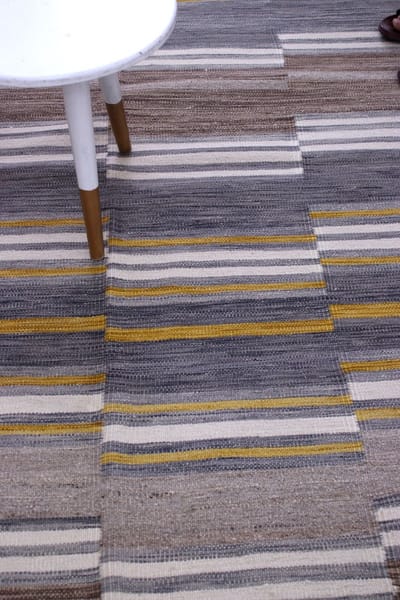 Bruin Tapijt Laagpolig Handgeweven Wollen Vloerkleed - Koho Afghan Modern Kelim 201x146 - 201x146cm- Modern - Woonkamer - Salon - Slaapkamer - Eetkamer