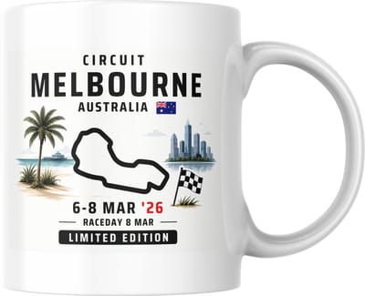 Hip met Pit Creaties - F1 Mok Melbourne 2026 - Formule 1 Circuit Mok - Grand Prix Melbourne 6-8 MRT '26 - Racedag 8 MRT - F1 Cadeau - Limited Edition Racefan Merchandise
