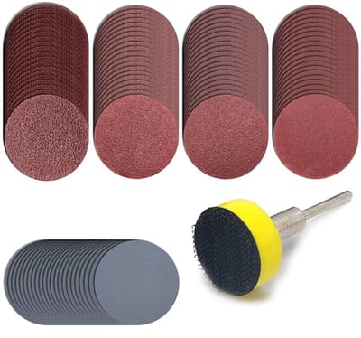 BukkitBow - Schuurpapier Set - 100 Stuks - Geschikt voor Dremel - Houtbewerking - Alumina - 5 Korrels - 25mm Diameter - Multi