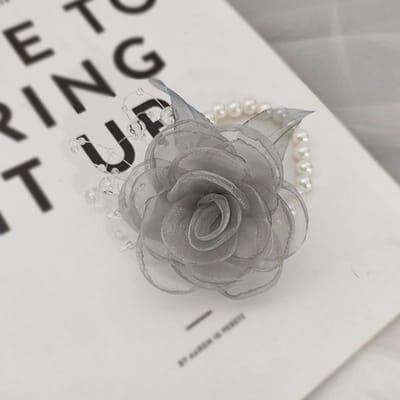 Bruidsmeisje Nep Roos Armband Bruiloft Pols Corsage Lint Parel Strik Bruids Pols Bloemen Hand Bloemen Feest Prom Benodigdheden