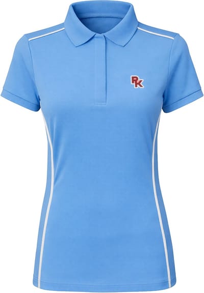 PK International - Performance Polo- Lichtblauw - Sky Blue - Stretchstof - Fluoriserende PK badge - Cantona- XS/34