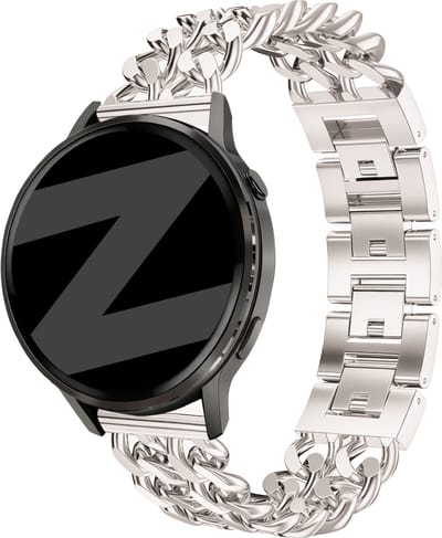 Bandz Metalen 'Double Chains' bandje geschikt voor Garmin Vivoactive 6 / 5 / 3 / Vivomove / 3 / HR / Style / Luxe / Sport / Trend / Forerunner 645 / 570 / 245 / 170 / 165 / 70 / 55 / Venu / SQ / SQ2 / 2 Plus / Approach S12 / S40 / S42 - Sterrenlicht
