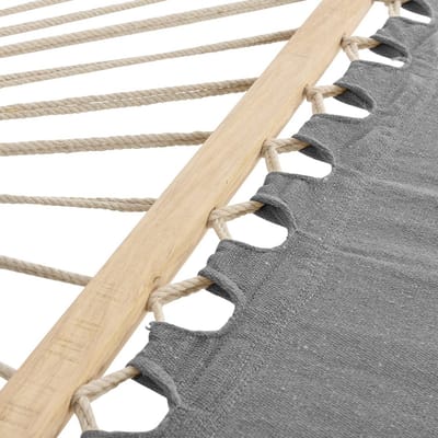 Katoenen hangmat - Relaxstoel tuin - Buiten ontspannen - Handgedraaid vlechtwerk - 220x150 cm - Grijs