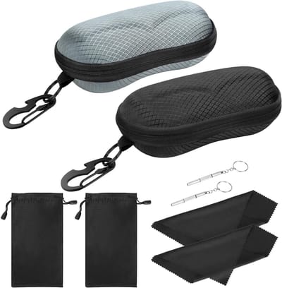 EVA Semi Hard Shell Zonnebril Etui, Unisex Brilopberger met Metalen Hanghaak voor Bescherming en Opslag