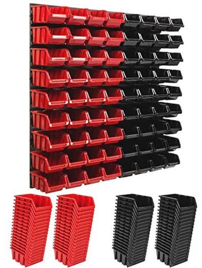 Opslagsysteem wandrek 772 x 780 mm - 72 stuks stapelboxen en gereedschapshouders voor werkplaats en garage