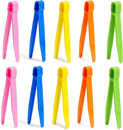 Kunststof Pincetten - Kinderpincetten Sorteerpincetten - Fijne Motoriek Oefenen - Antislip Ontwerp - 10.6 cm Lengte - 5 Kleuren