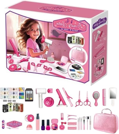 Kappersspeelgoed Set - Speel Salon - Kinderen Spelen - Inclusief Föhn - 24 x 18 x 8 cm - Meisjes