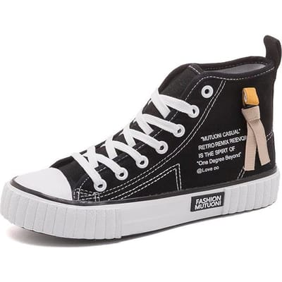Lente Nieuwe High-Top Canvas Tide Schoenen Wit Joker Student Board Schoenen Ins Damesschoenen 39 zwart
